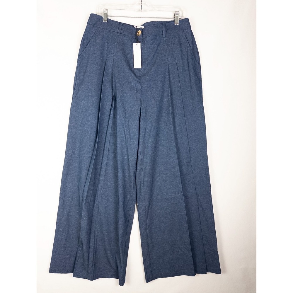 NWT Commense Wide Leg Pants Womens XL Blue Pleated Slacks Office Career